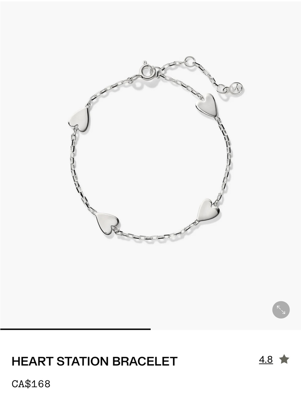 Mejuri Heart Station Bracelet in Sterling Silver